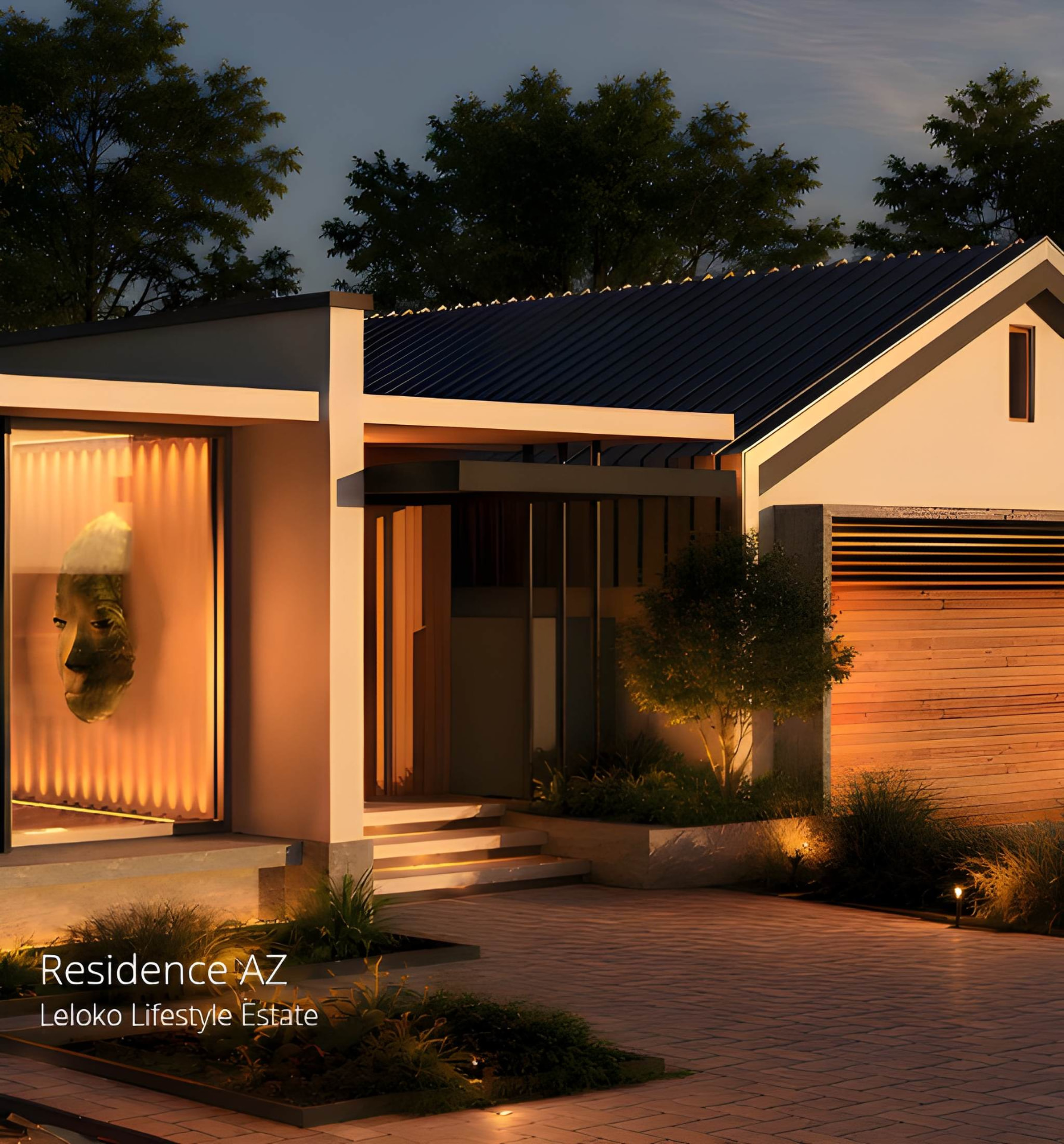 Warmly lit residential entrance